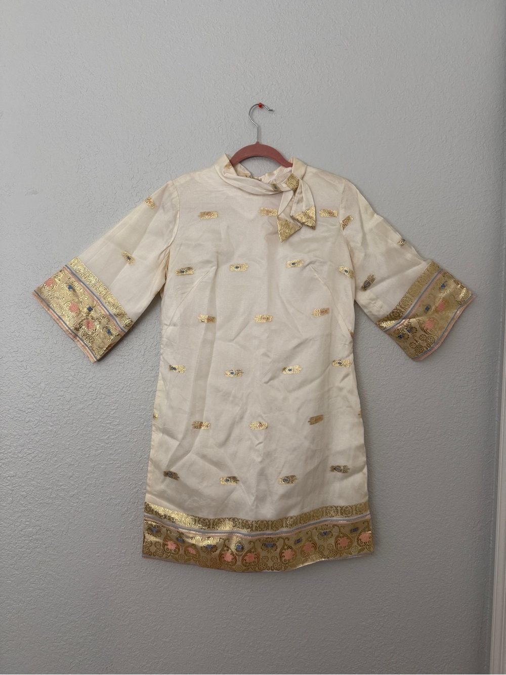 Vintage Ivory & Gold Brocade 60’s Tunic Dress
